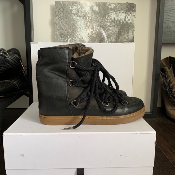 Isabel Marant Nowles Boot Black Leather Shearling - Picture 5 of 8